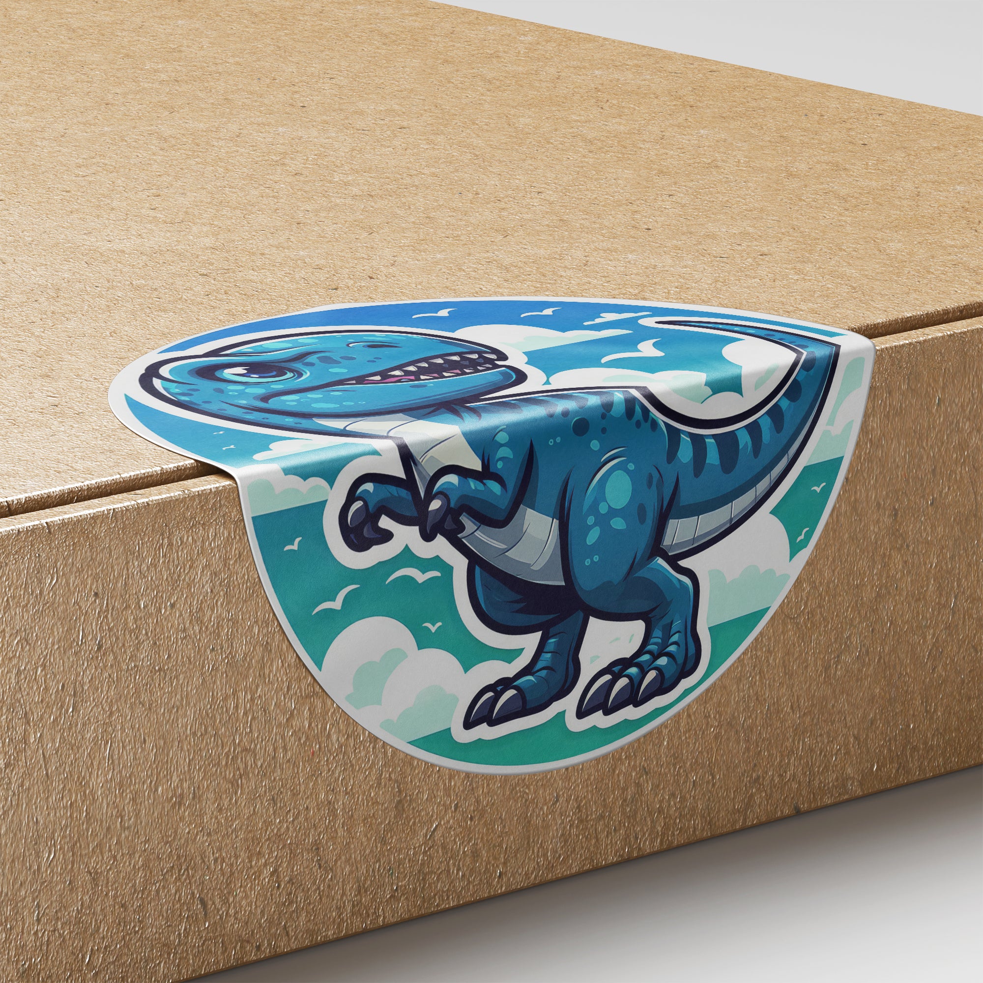 Blue Dinosaur 3 Circle Stickers