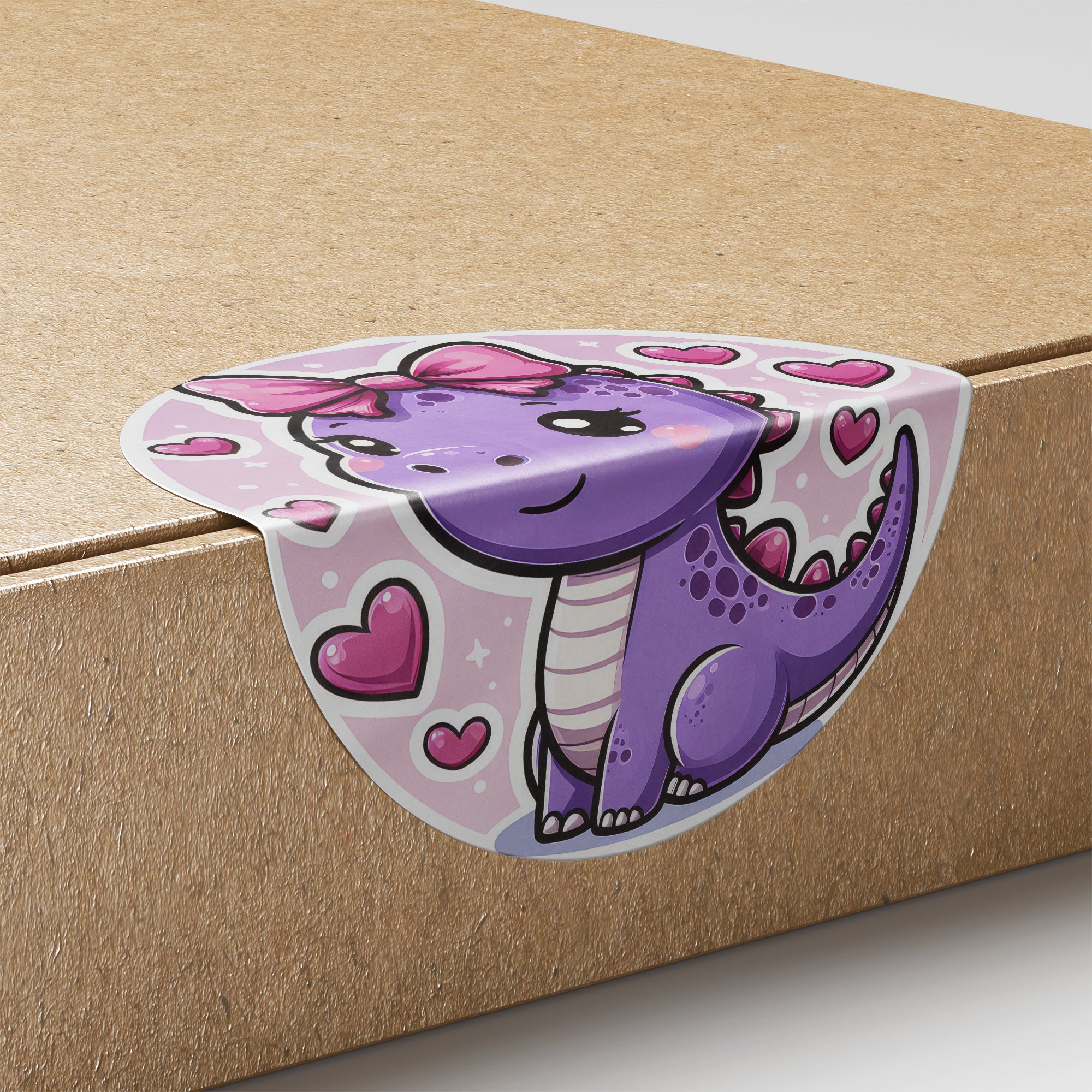 Purple Dinosaur 1 Circle Stickers