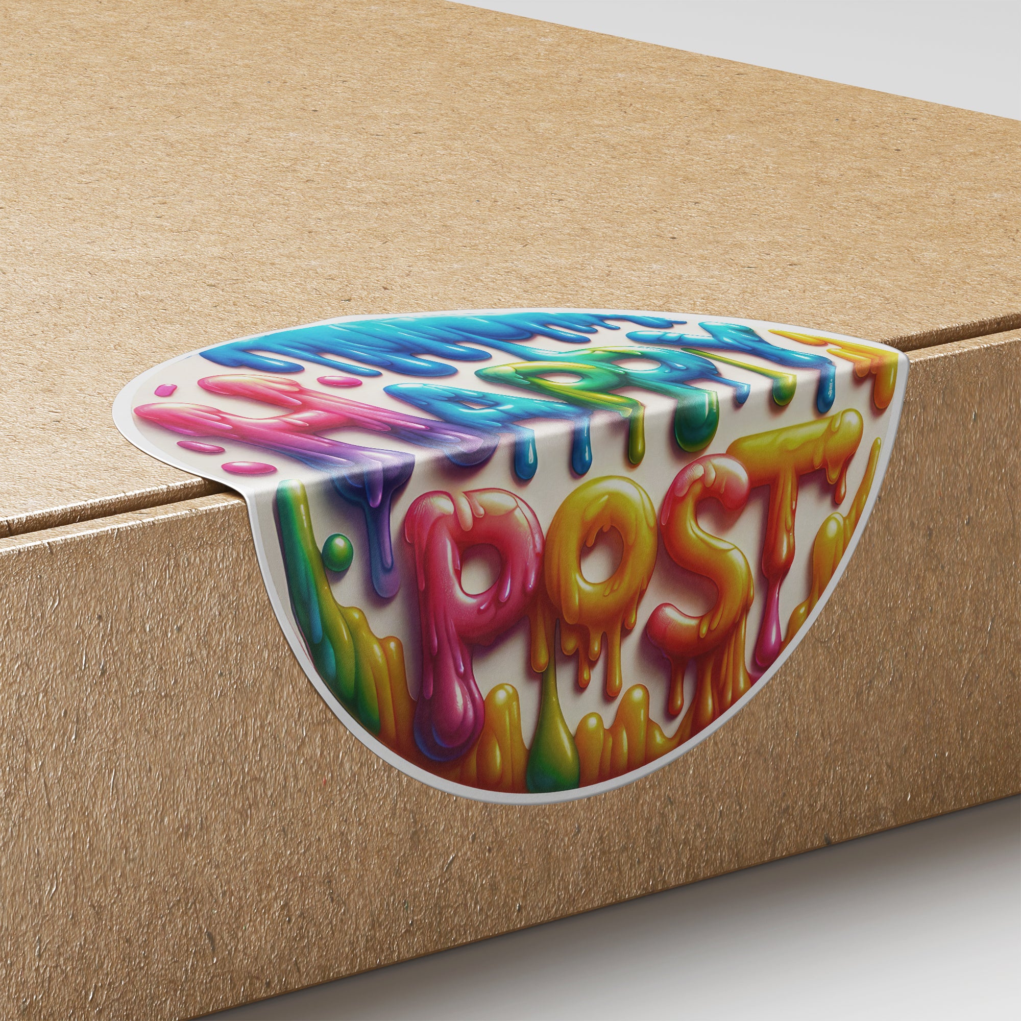 Melted Rainbow Happy Post 3 Circle Stickers