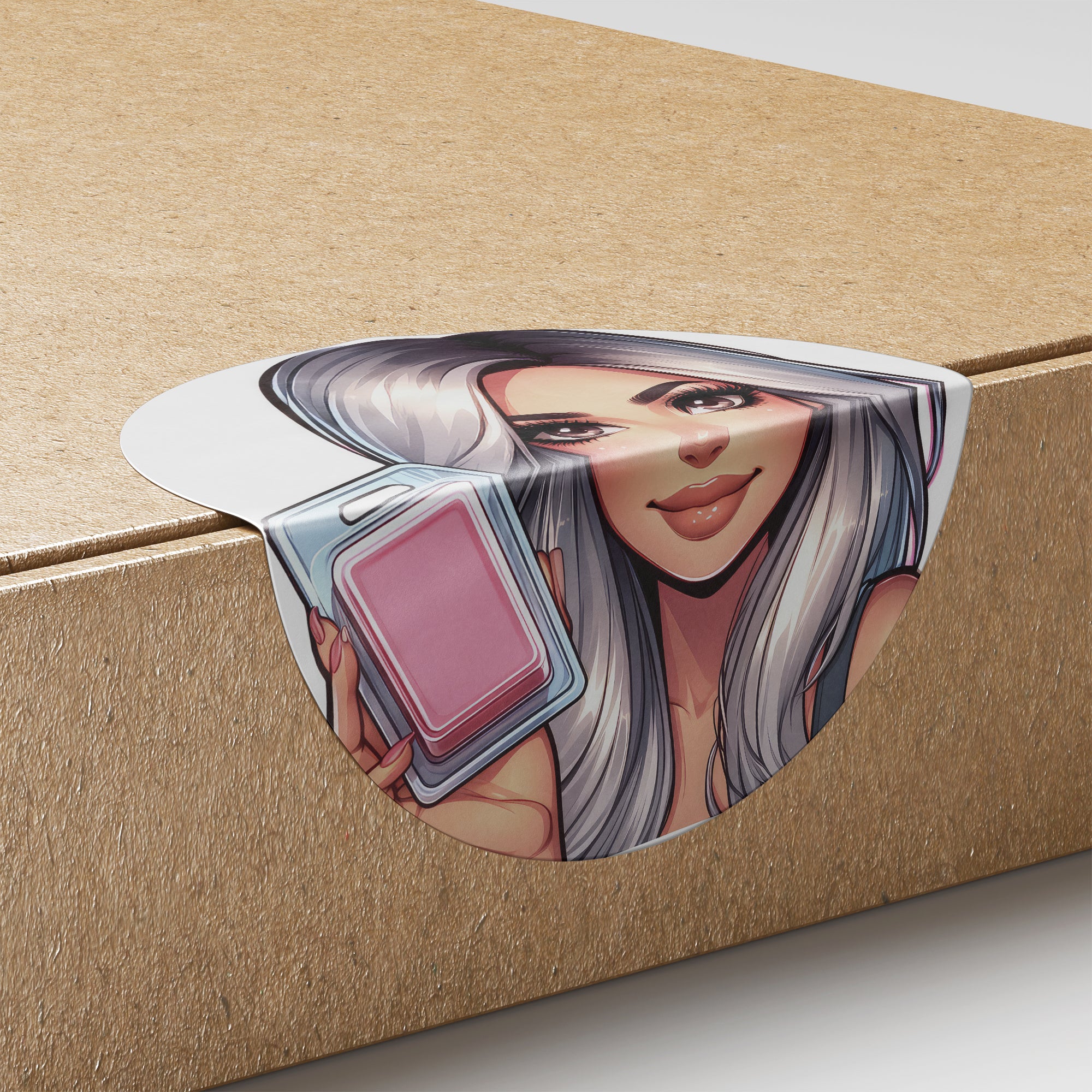 Silver Hair Woman Wax Melt Avatar 1 Circle Stickers