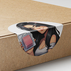 Black Hair Woman Wax Melt Avatar 1 Circle Stickers