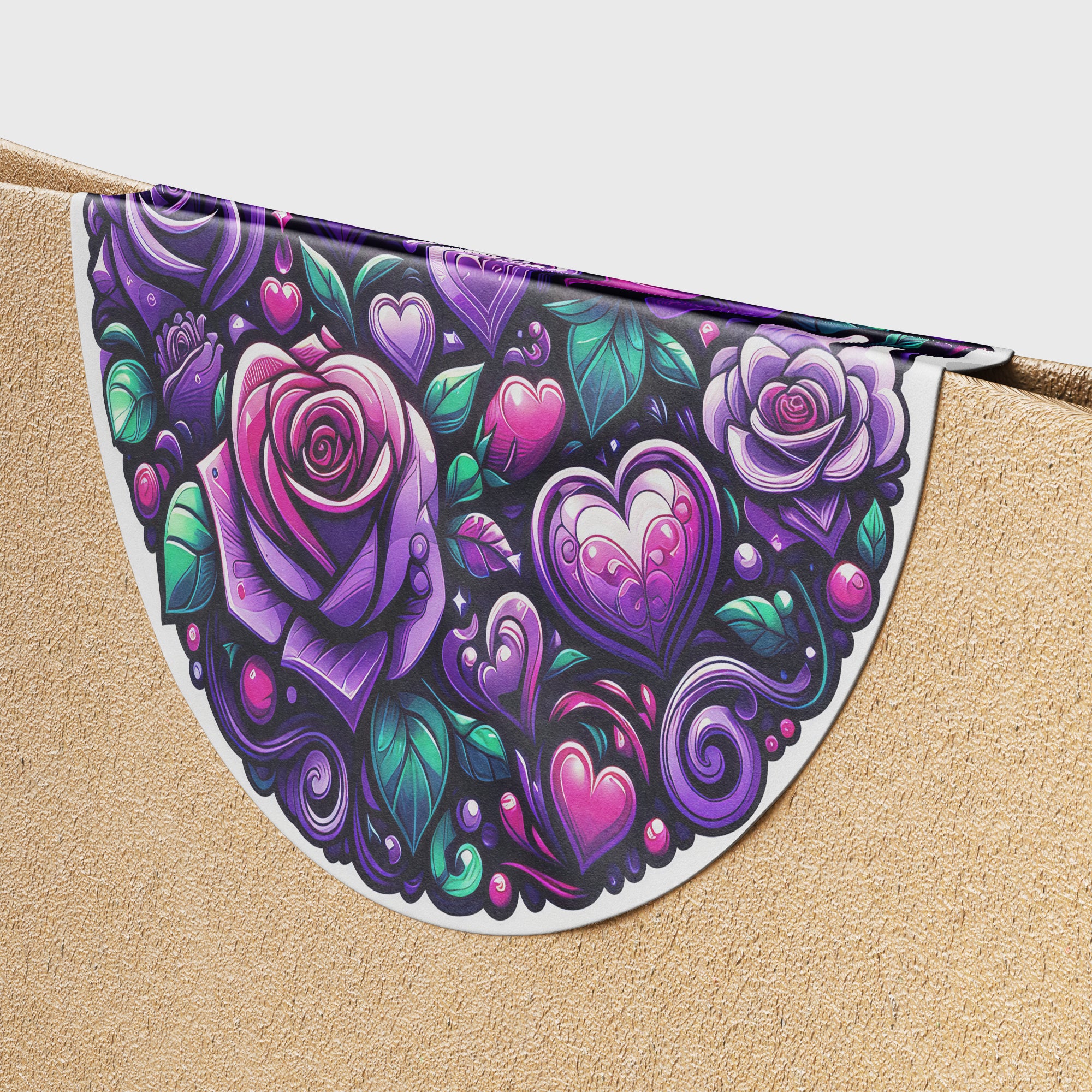 Purple Hearts & Roses 1 Circle Stickers