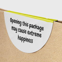 Yellow Warning Happiness Circle Stickers