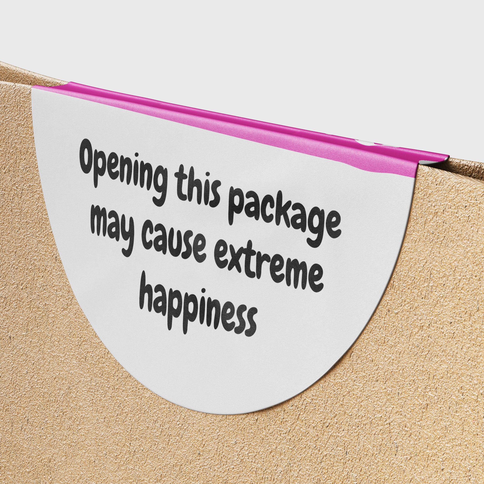 Pink Warning Happiness Circle Stickers