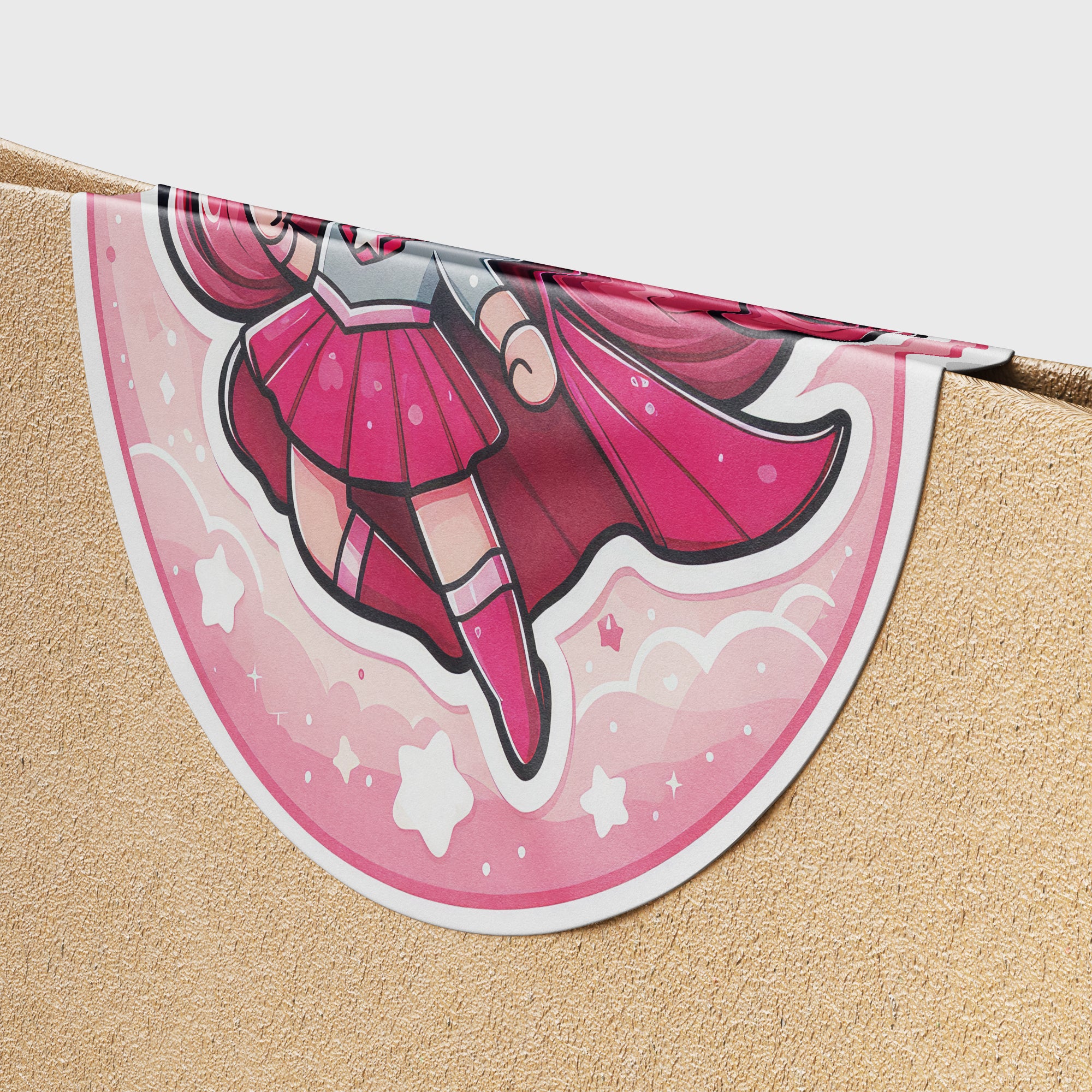 Pink Girl Superhero 1 Circle Stickers