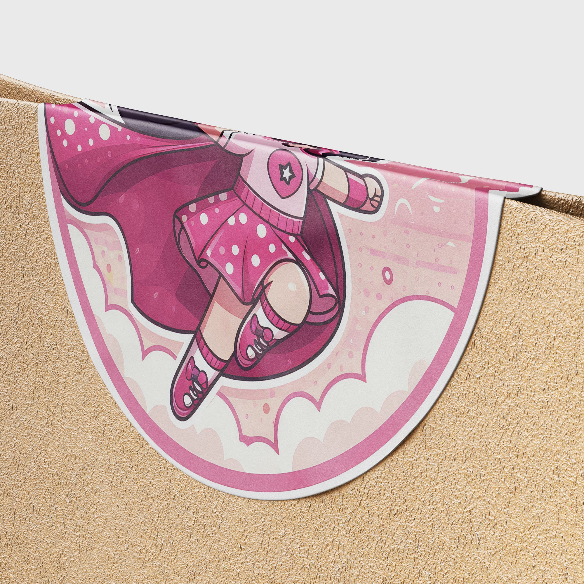 Pink Girl Superhero 2 Circle Stickers