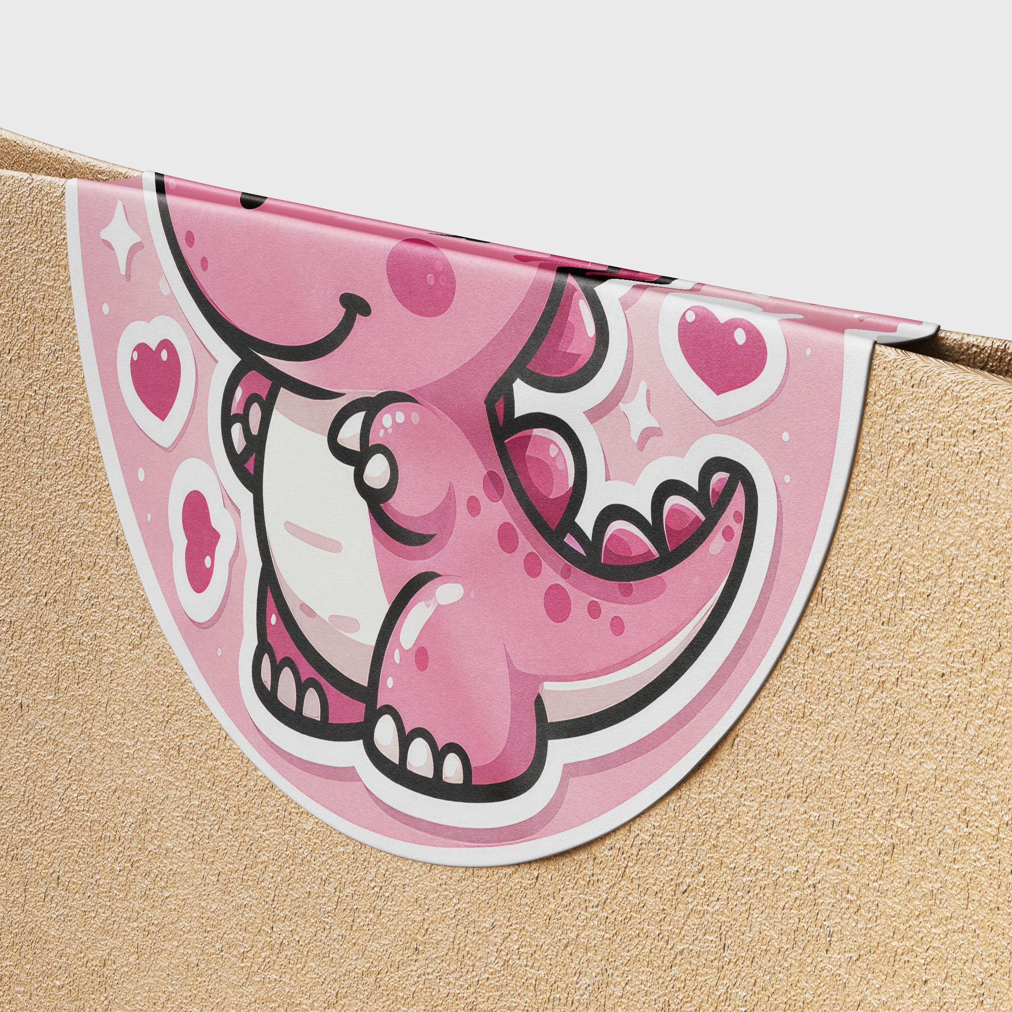 Pink Dinosaur 2 Circle Stickers