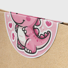 Load image into Gallery viewer, Pink Dinosaur 2 Circle Stickers
