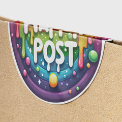 Melted Rainbow Happy Post Circle Stickers