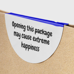 Blue Warning Happiness Circle Stickers