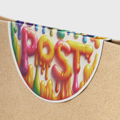 Melted Rainbow Happy Post 3 Circle Stickers