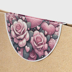 Pink Hearts & Roses 3 Circle Stickers