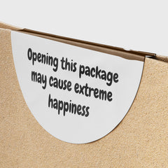 Brown Warning Happiness Circle Stickers