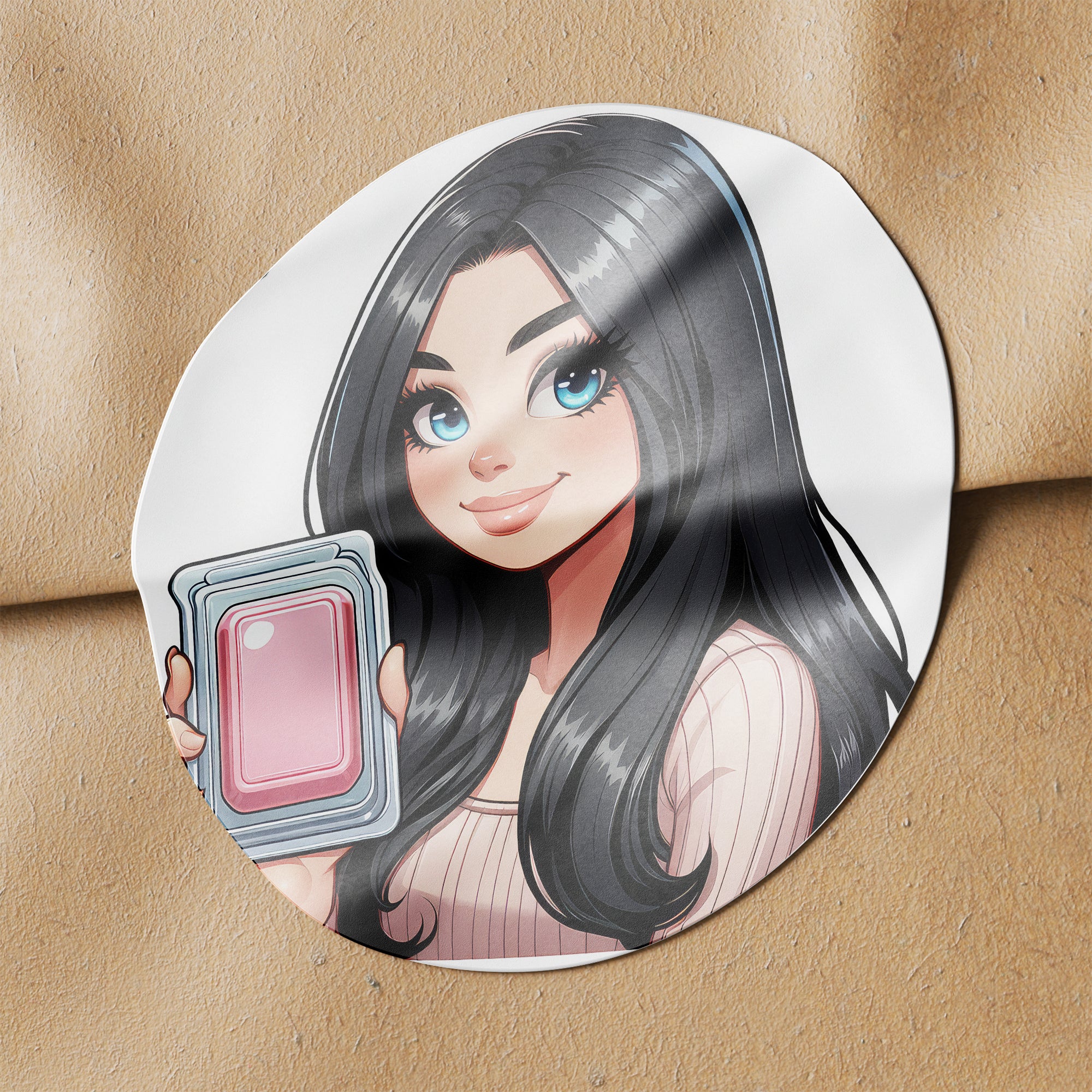 Black Hair Woman Wax Melt Avatar 6 Circle Stickers