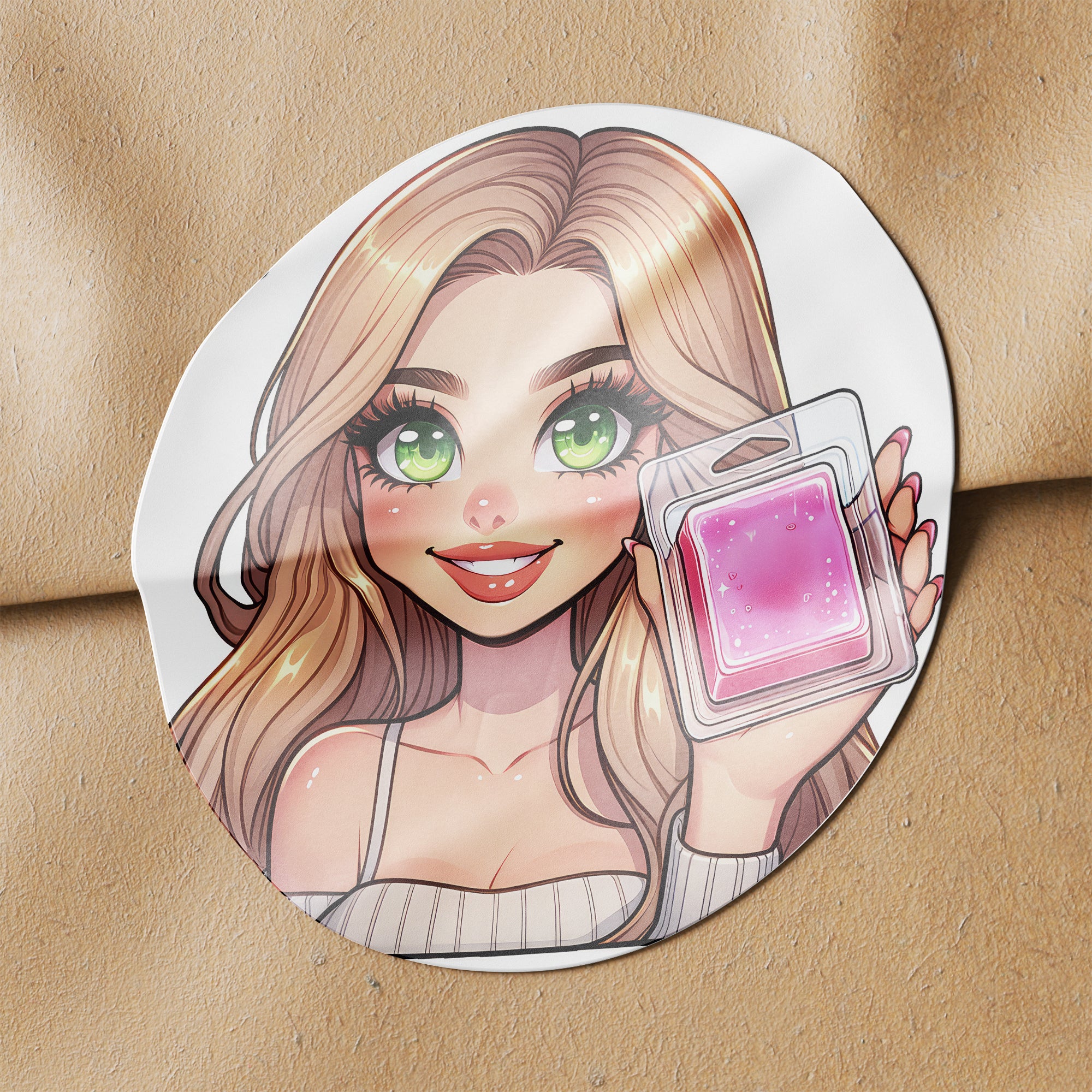 Blonde Hair Woman Wax Melt Avatar 3 Circle Stickers