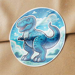 Blue Dinosaur 4 Circle Stickers