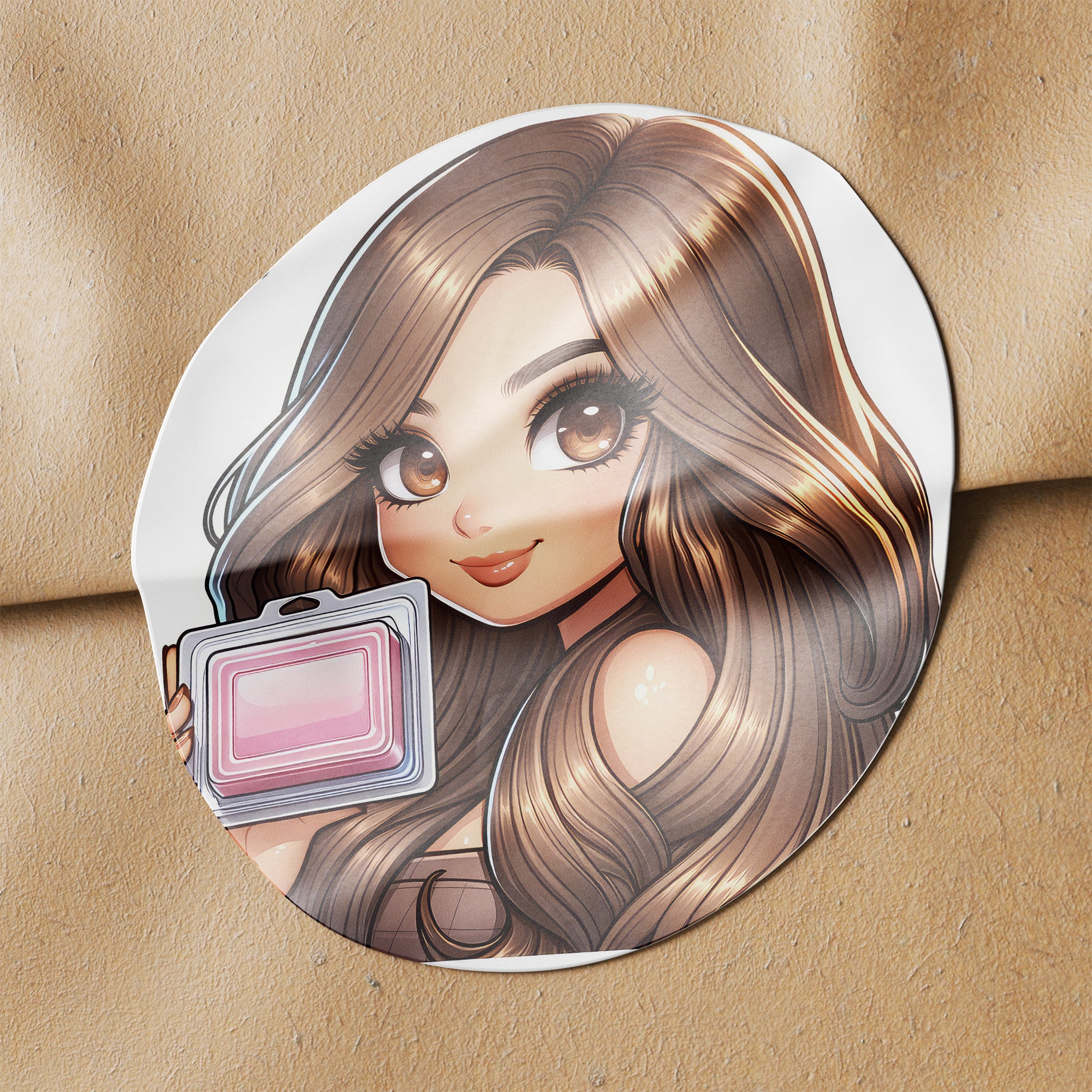 Brown Hair Woman Wax Melt Avatar 2 Circle Stickers