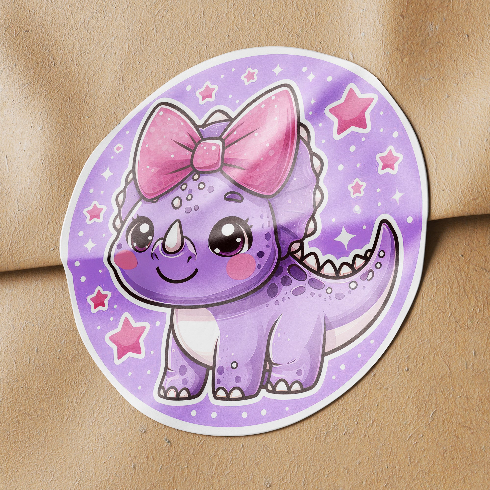 Purple Dinosaur 3 Circle Stickers