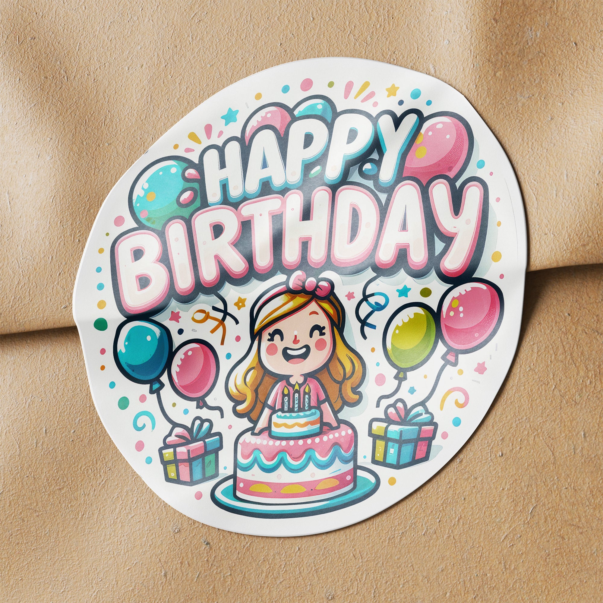 Happy Birthday 1 Circle Stickers