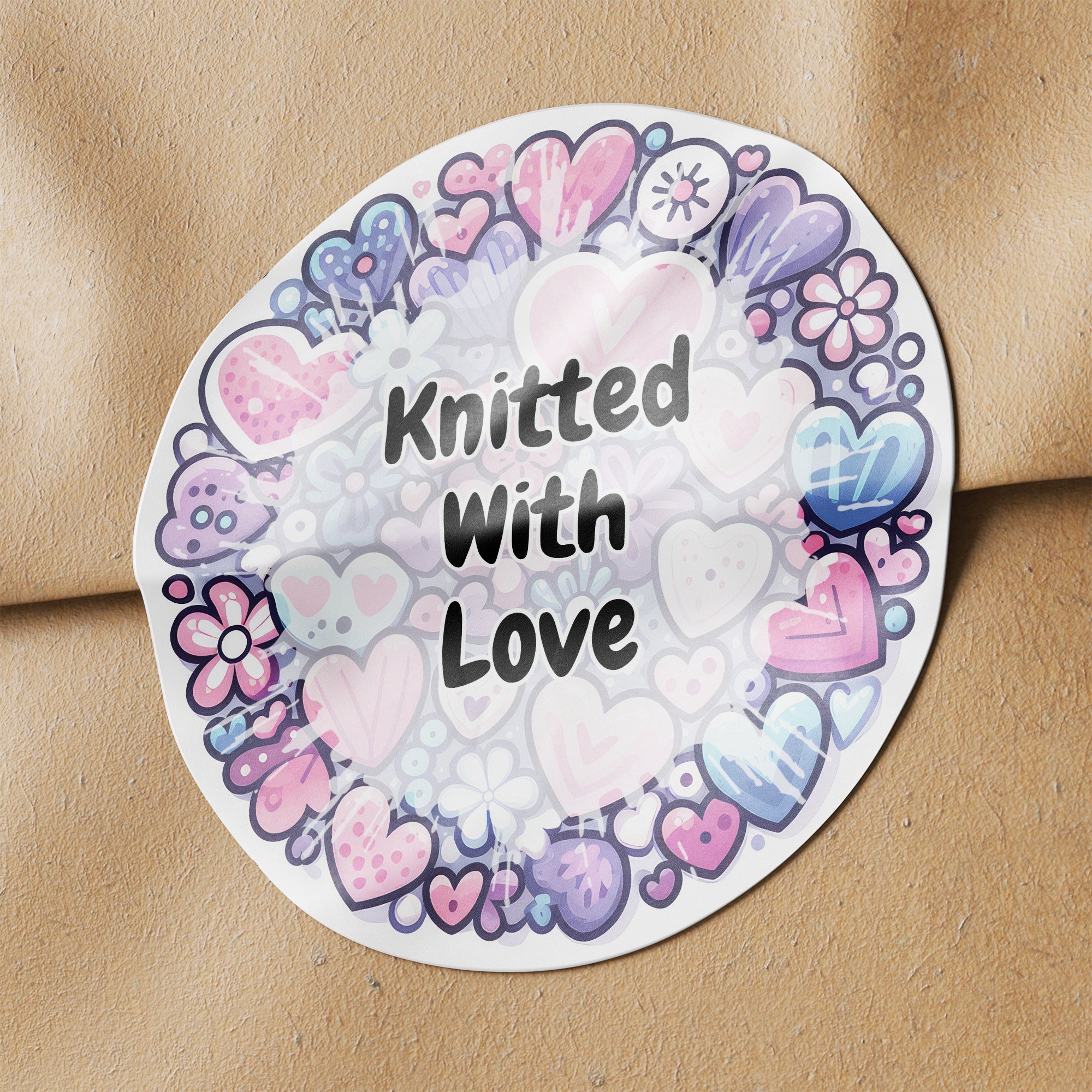 Knitted With Love Circle Stickers