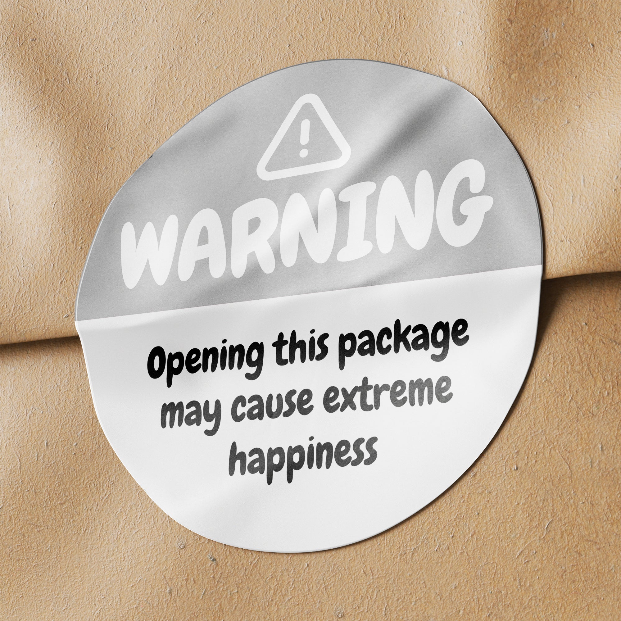 Silver Warning Happiness Circle Stickers