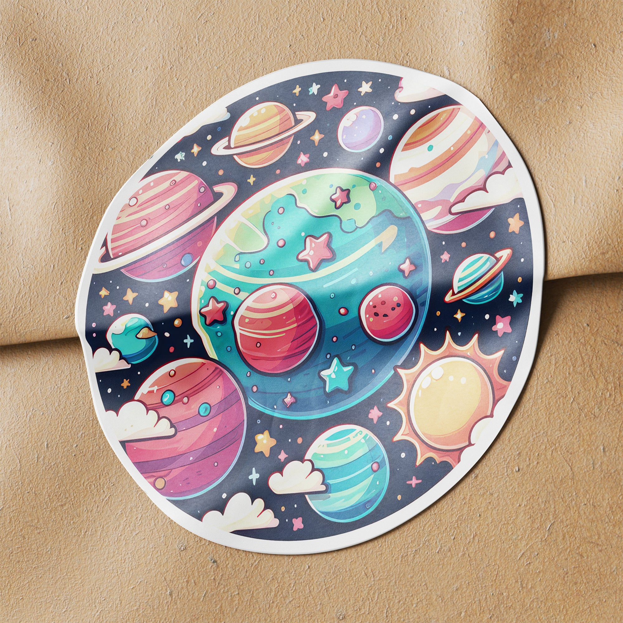 Planets 3 Circle Stickers