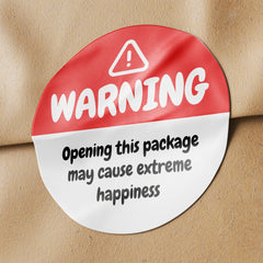 Red Warning Happiness Circle Stickers