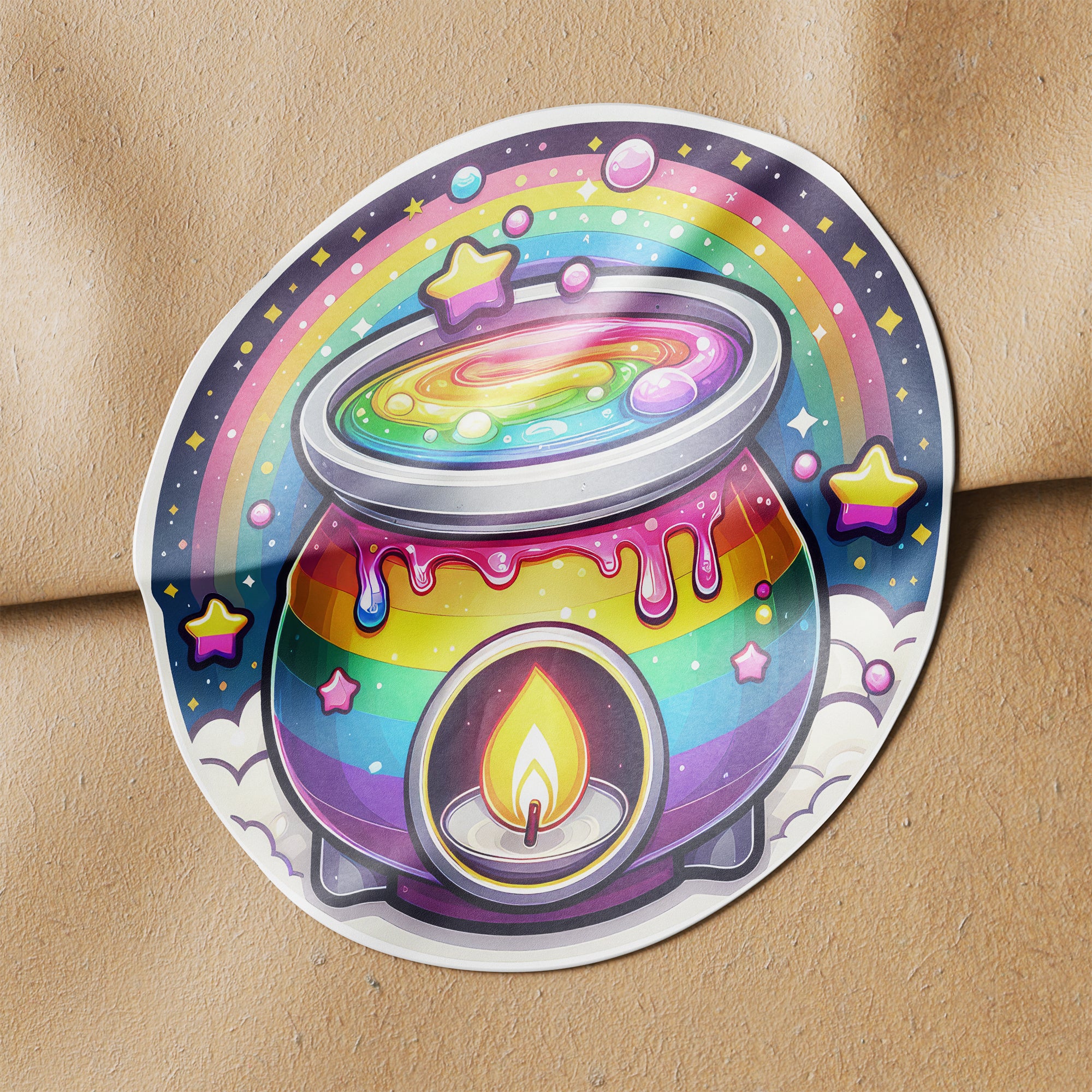 Rainbow Wax Melt Burner 2 Circle Stickers