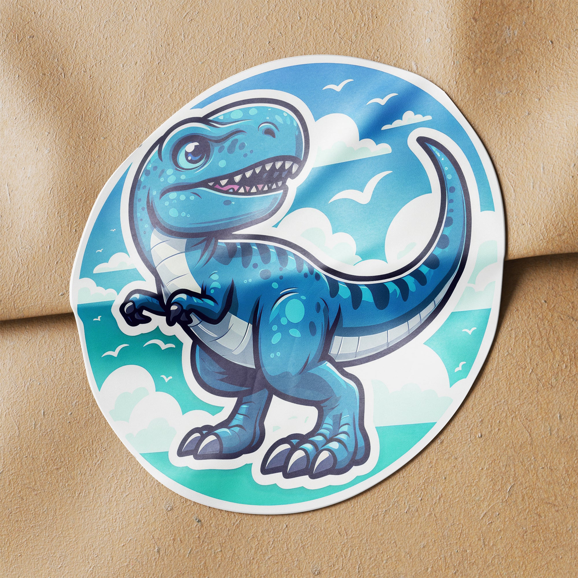 Blue Dinosaur 3 Circle Stickers