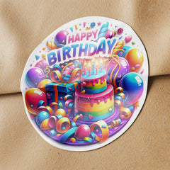 Happy Birthday 7 Circle Stickers