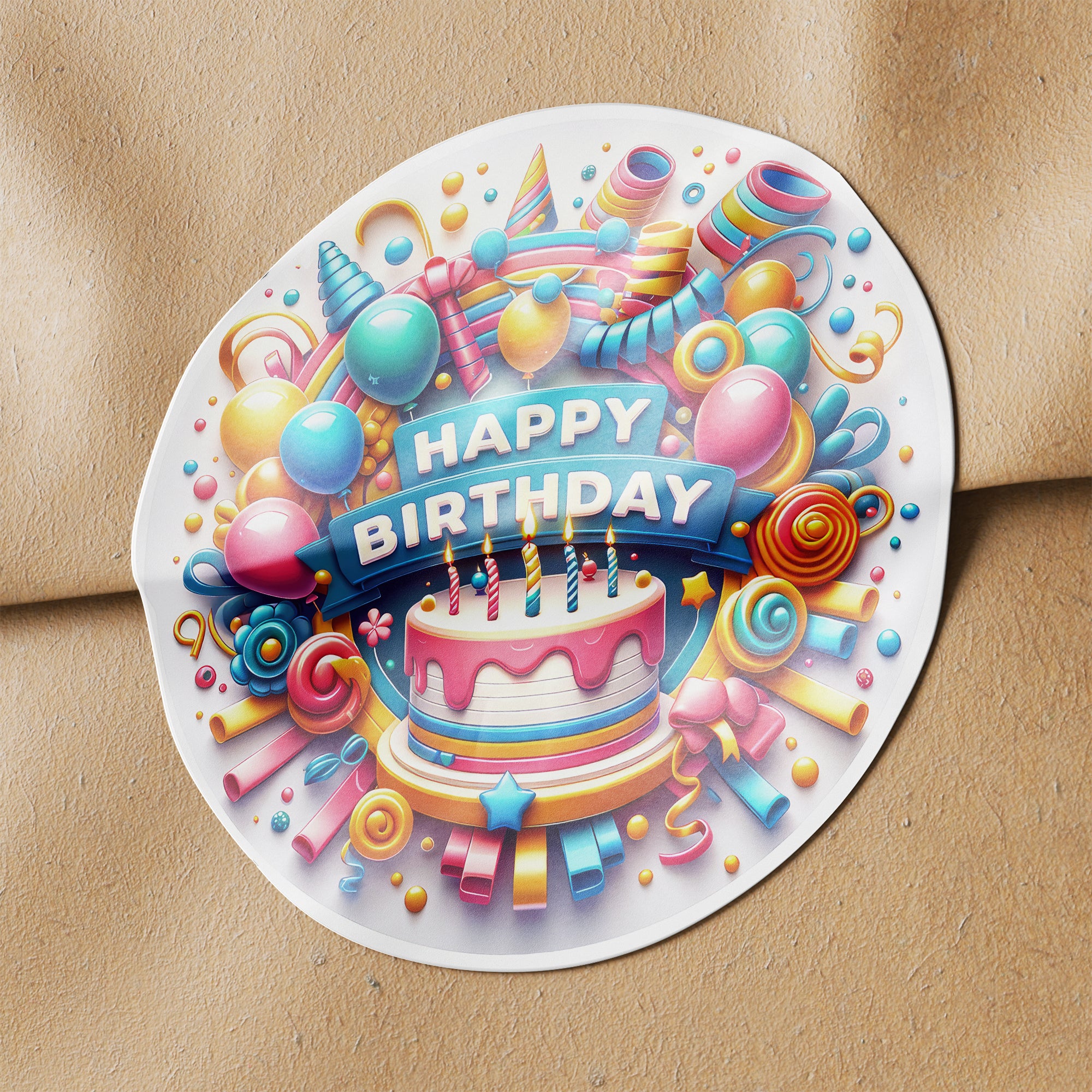 Happy Birthday 8 Circle Stickers