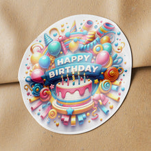 Load image into Gallery viewer, Happy Birthday 8 Circle Stickers