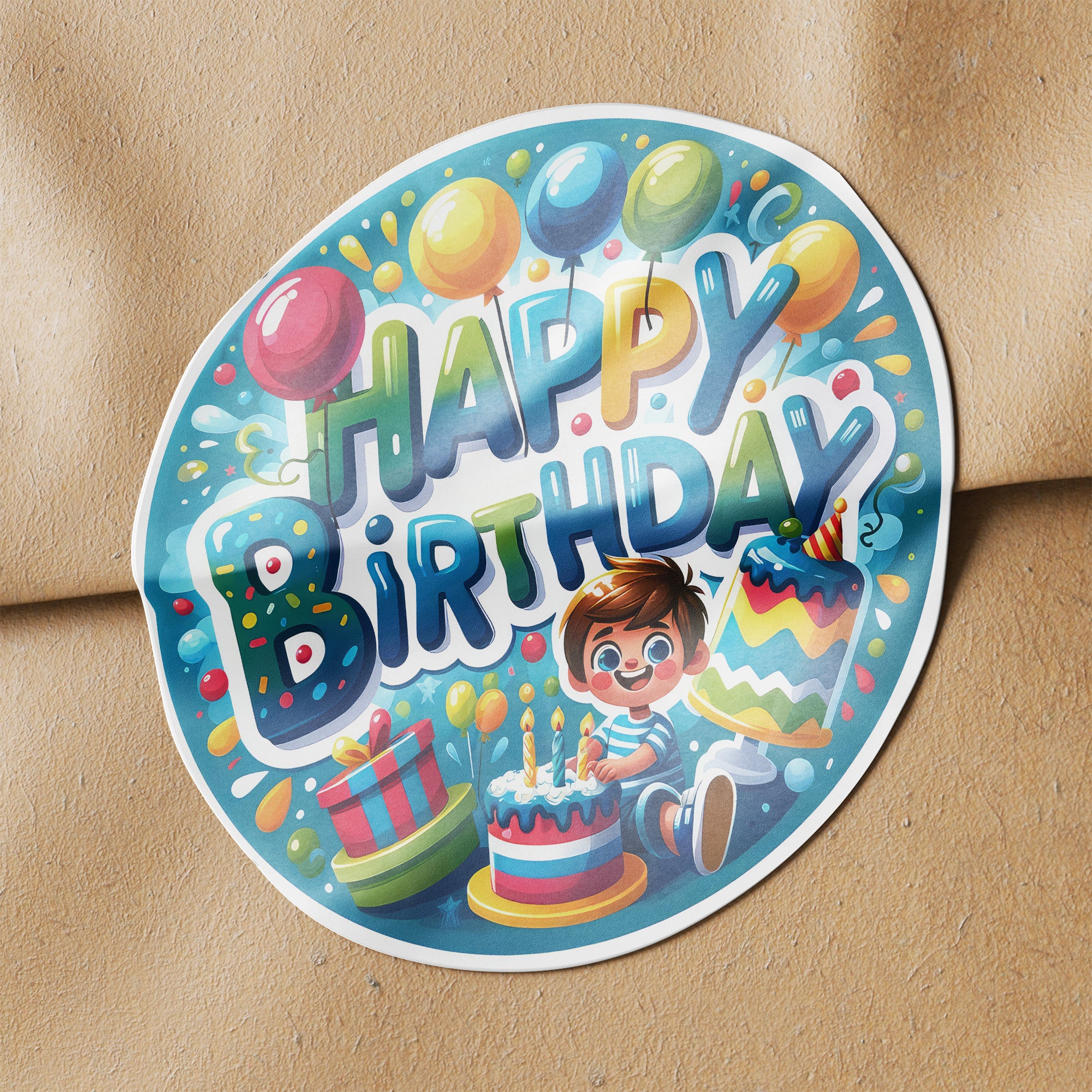 Happy Birthday 5 Circle Stickers