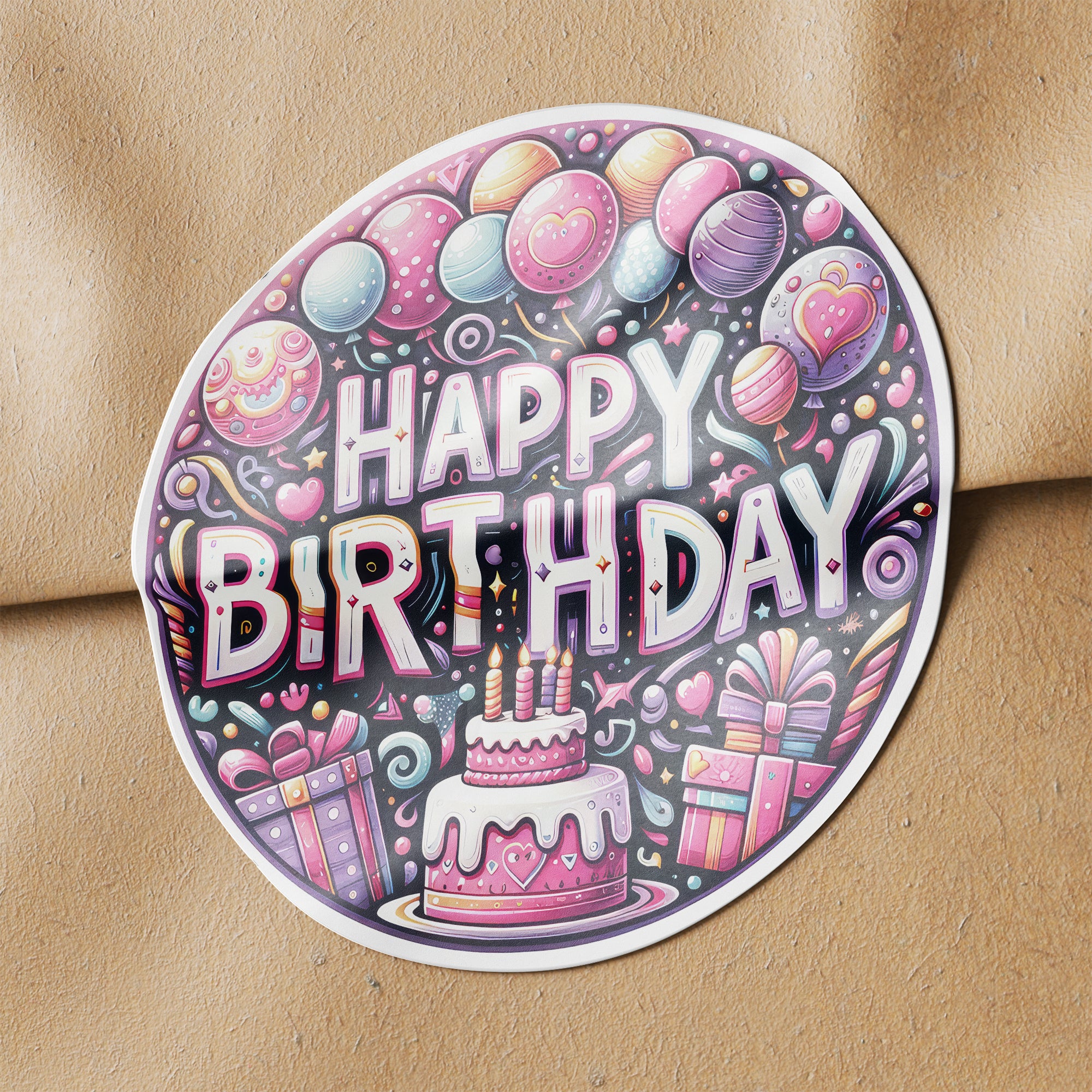 Happy Birthday 2 Circle Stickers