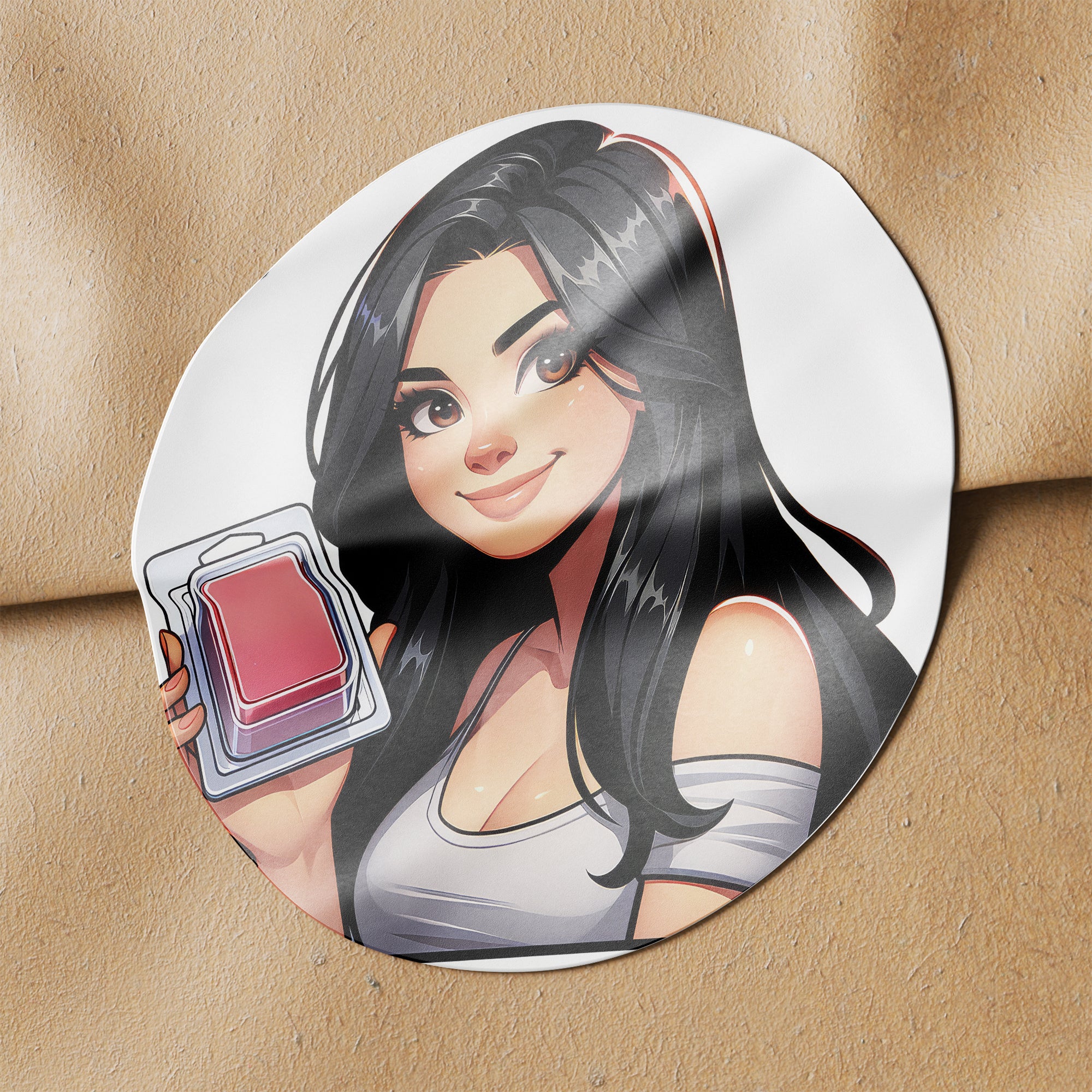 Black Hair Woman Wax Melt Avatar 1 Circle Stickers