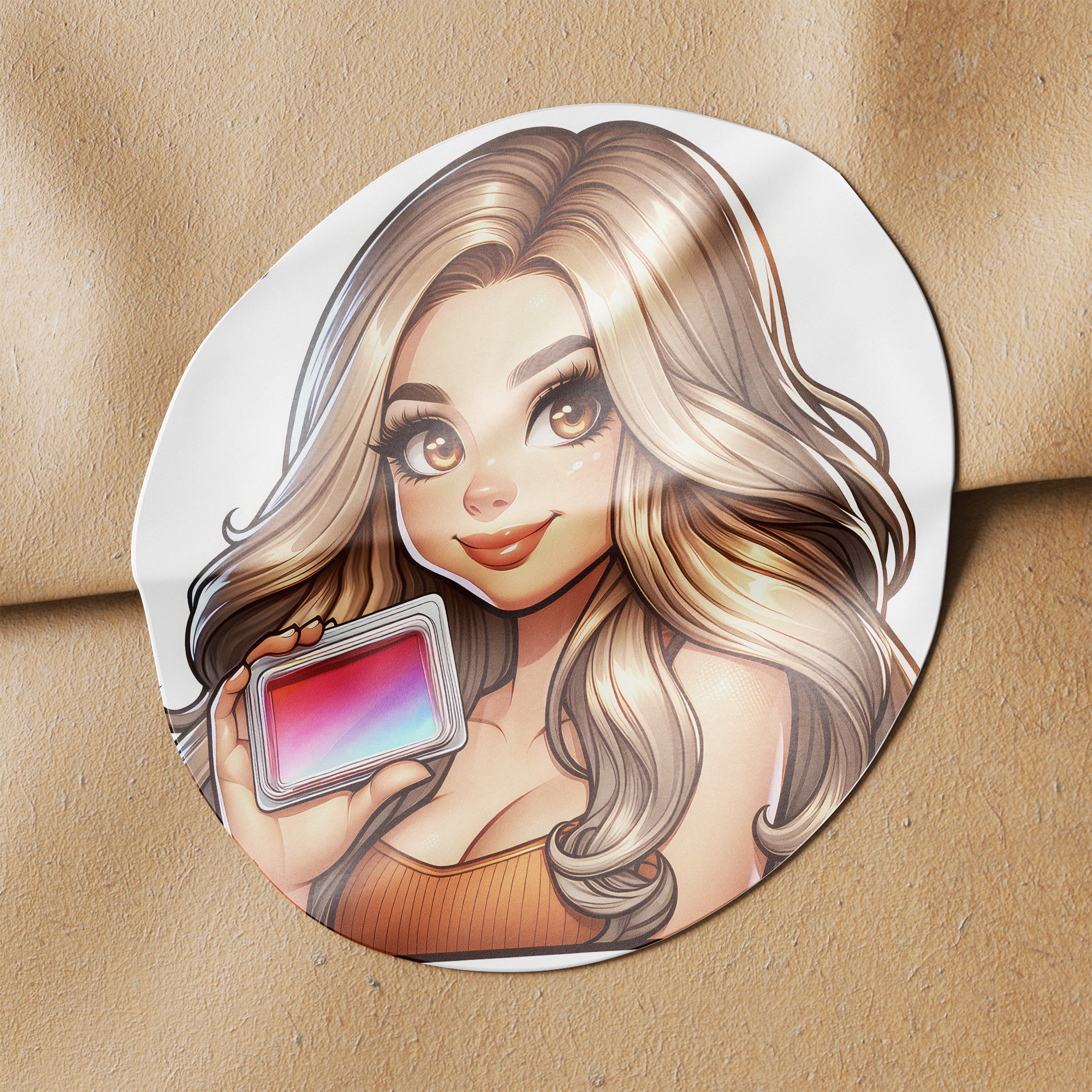 Mousy Hair Woman Wax Melt Avatar 2 Circle Stickers