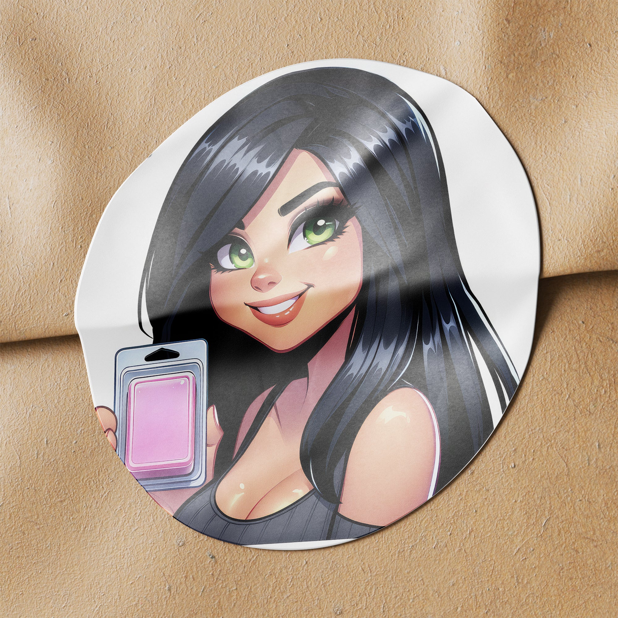 Black Hair Woman Wax Melt Avatar 3 Circle Stickers