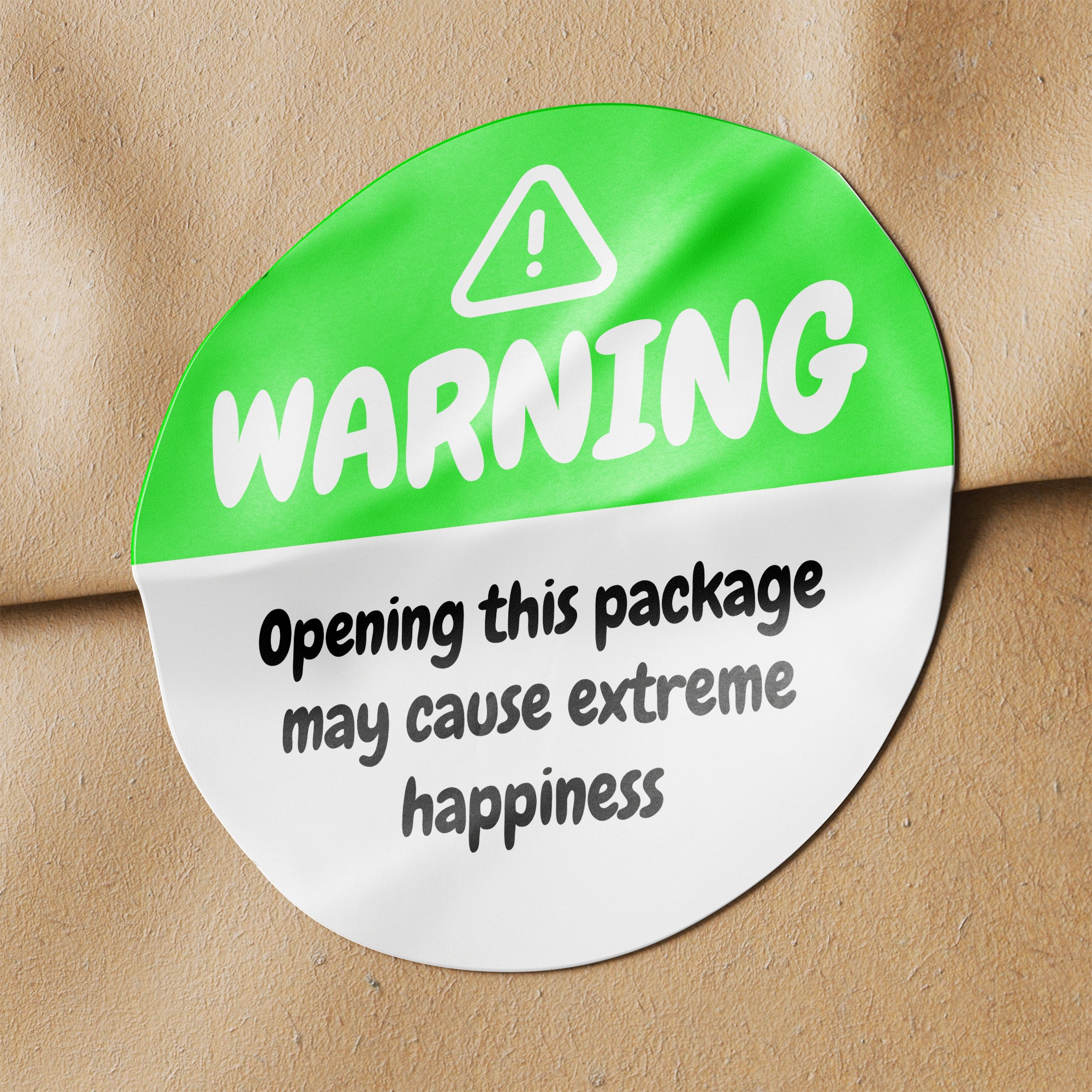 Green Warning Happiness Circle Stickers