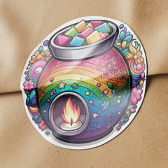 Rainbow Wax Melt Burner 1 Circle Stickers