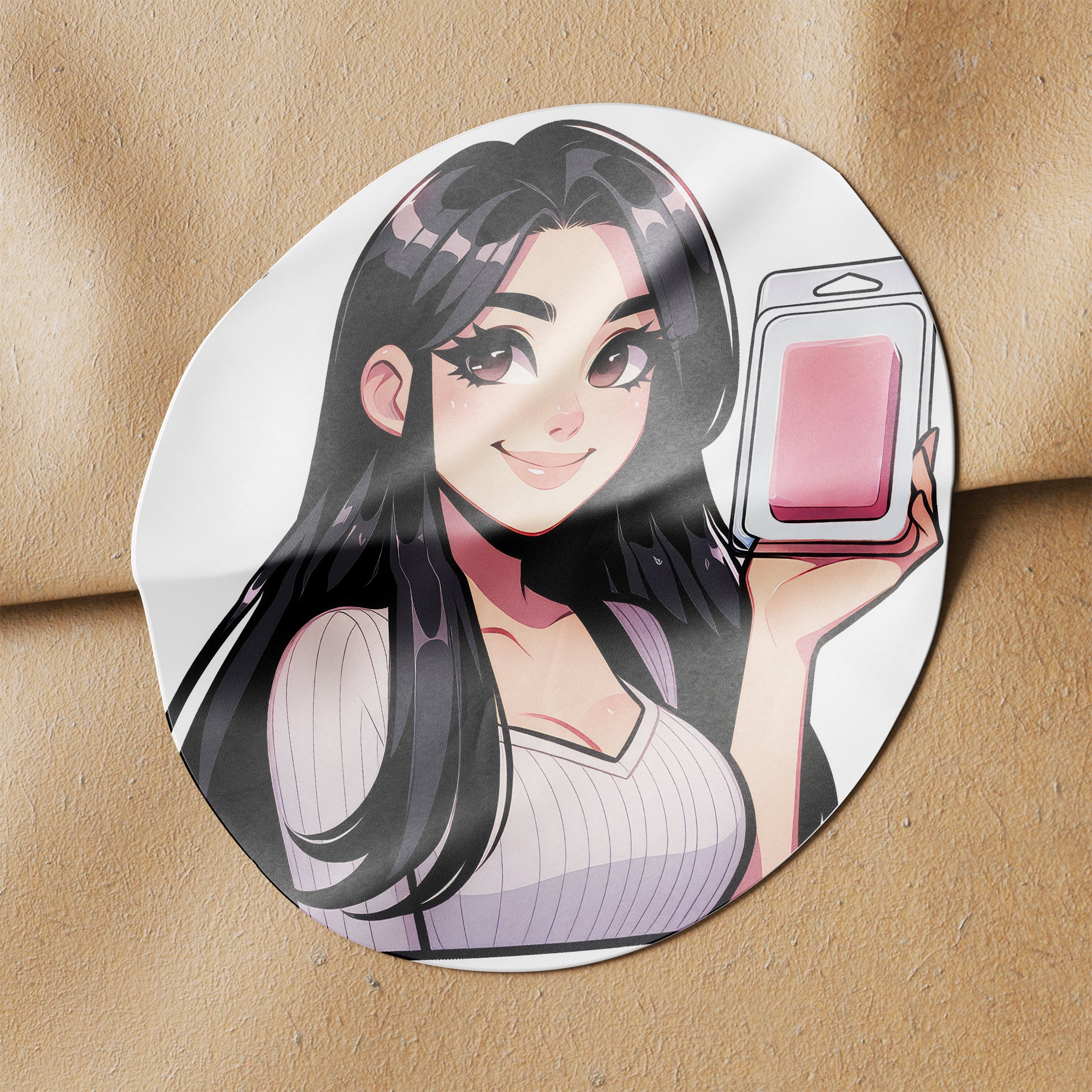 Black Hair Woman Wax Melt Avatar 2 Circle Stickers