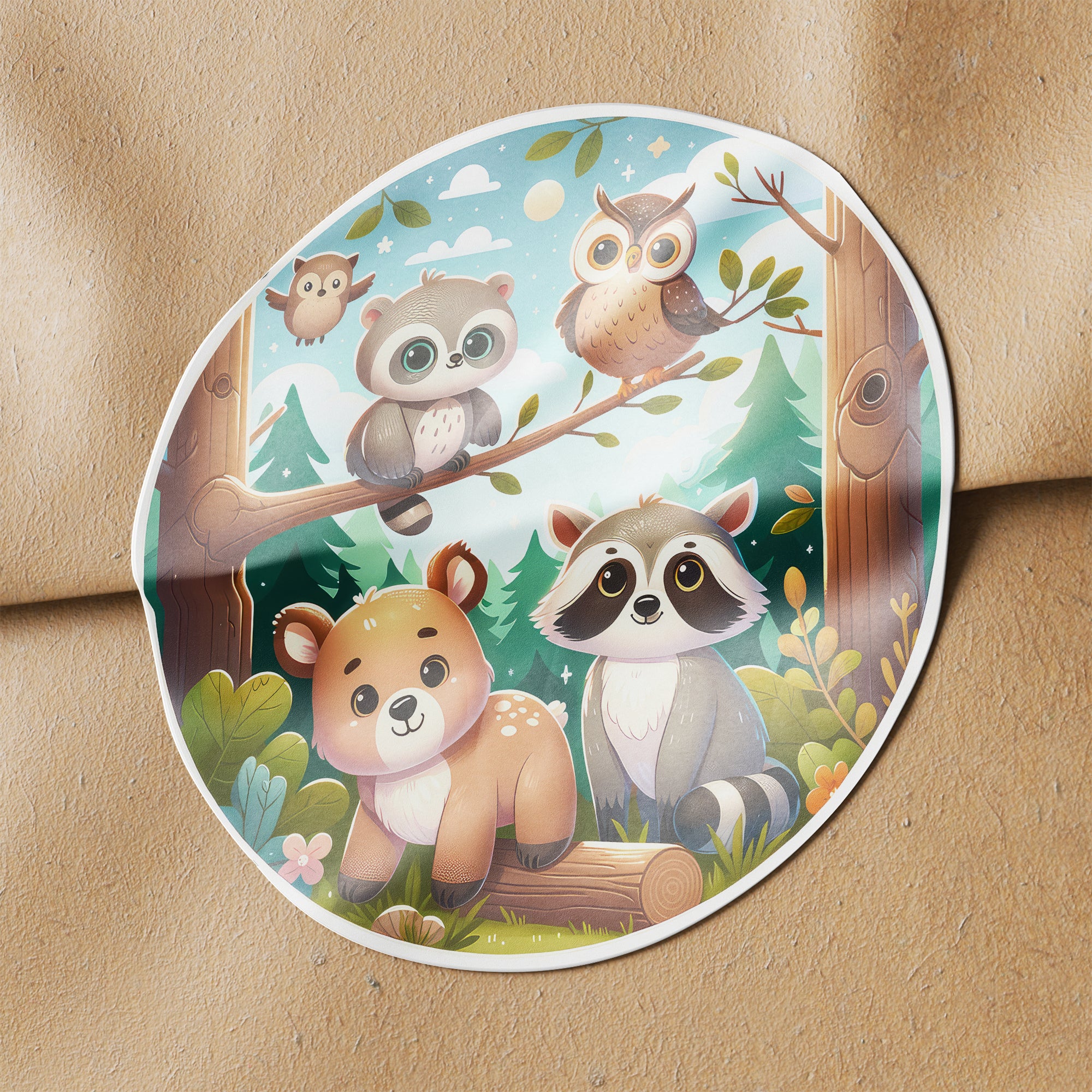 Forest Animals 1 Circle Stickers