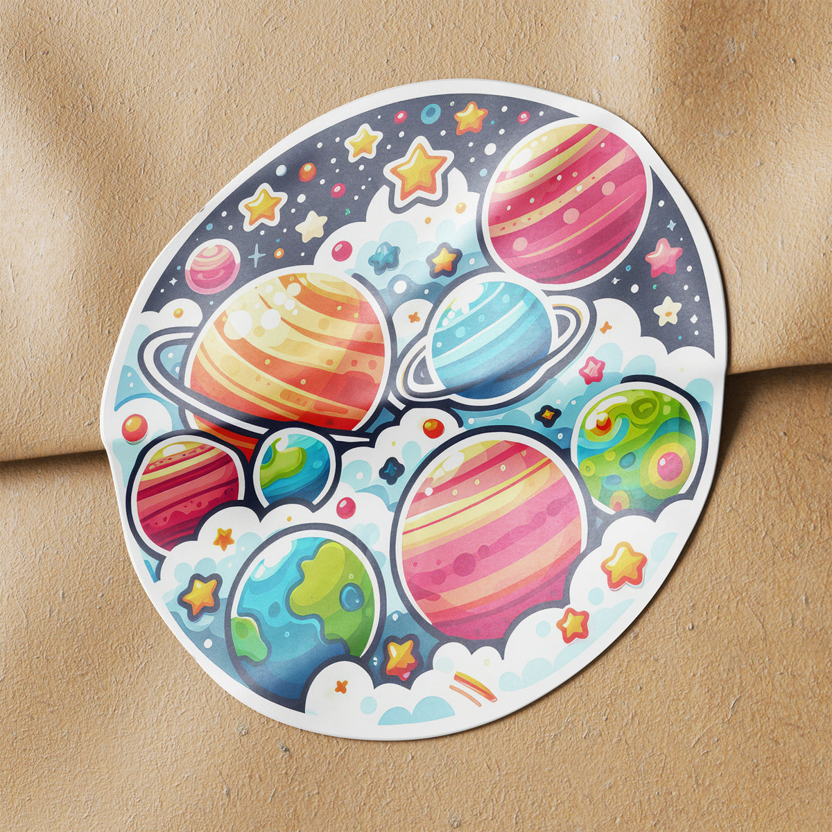 Planets 4 Circle Stickers