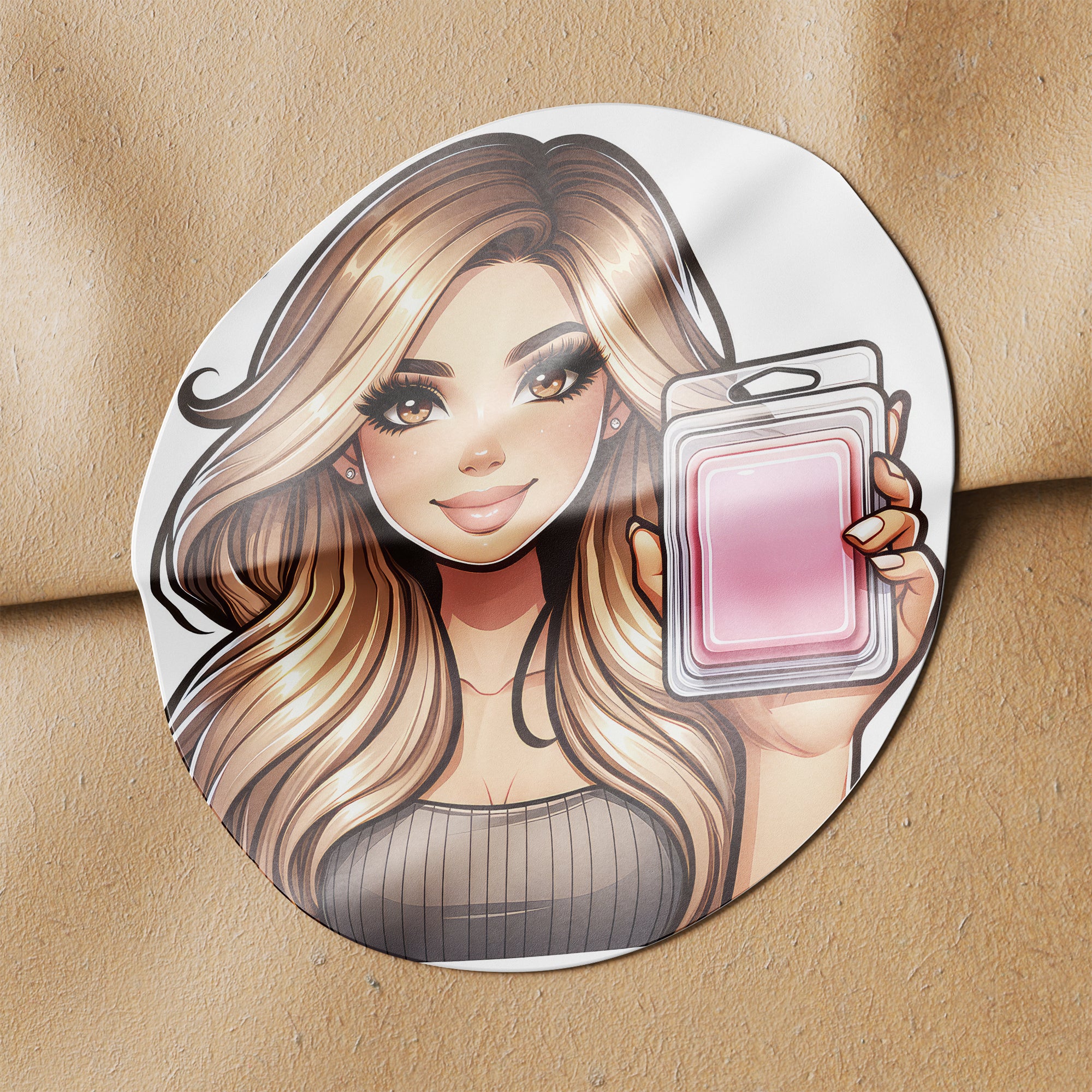 Mousy Hair Woman Wax Melt Avatar 1 Circle Stickers