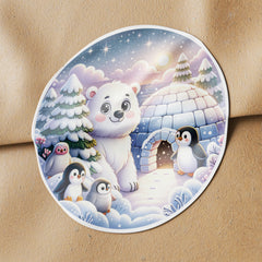 Winter Animals 2 Circle Stickers