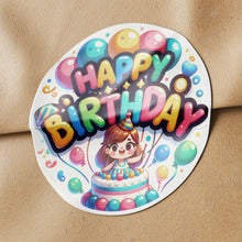 Load image into Gallery viewer, Happy Birthday 4 Circle Stickers