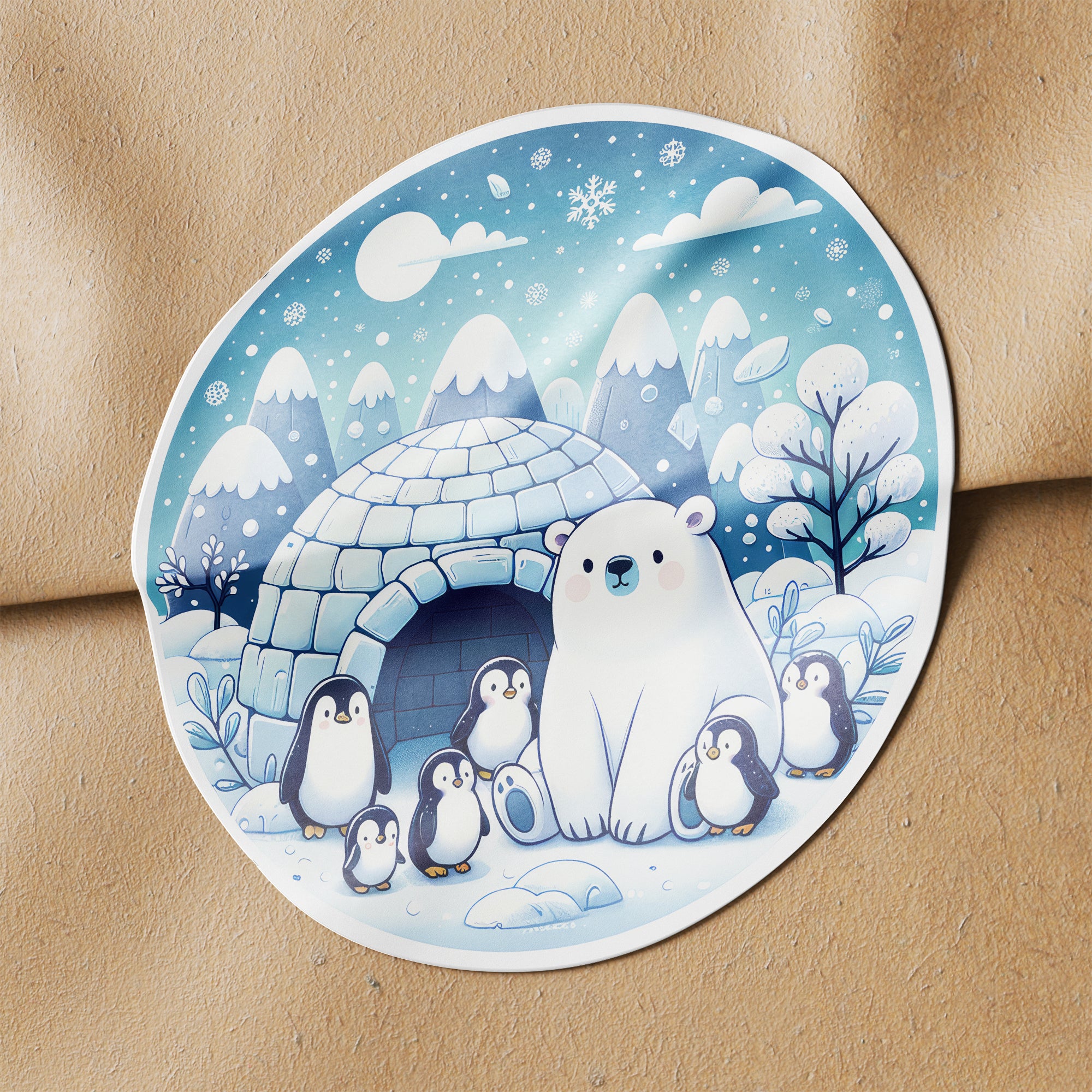 Winter Animals 3 Circle Stickers