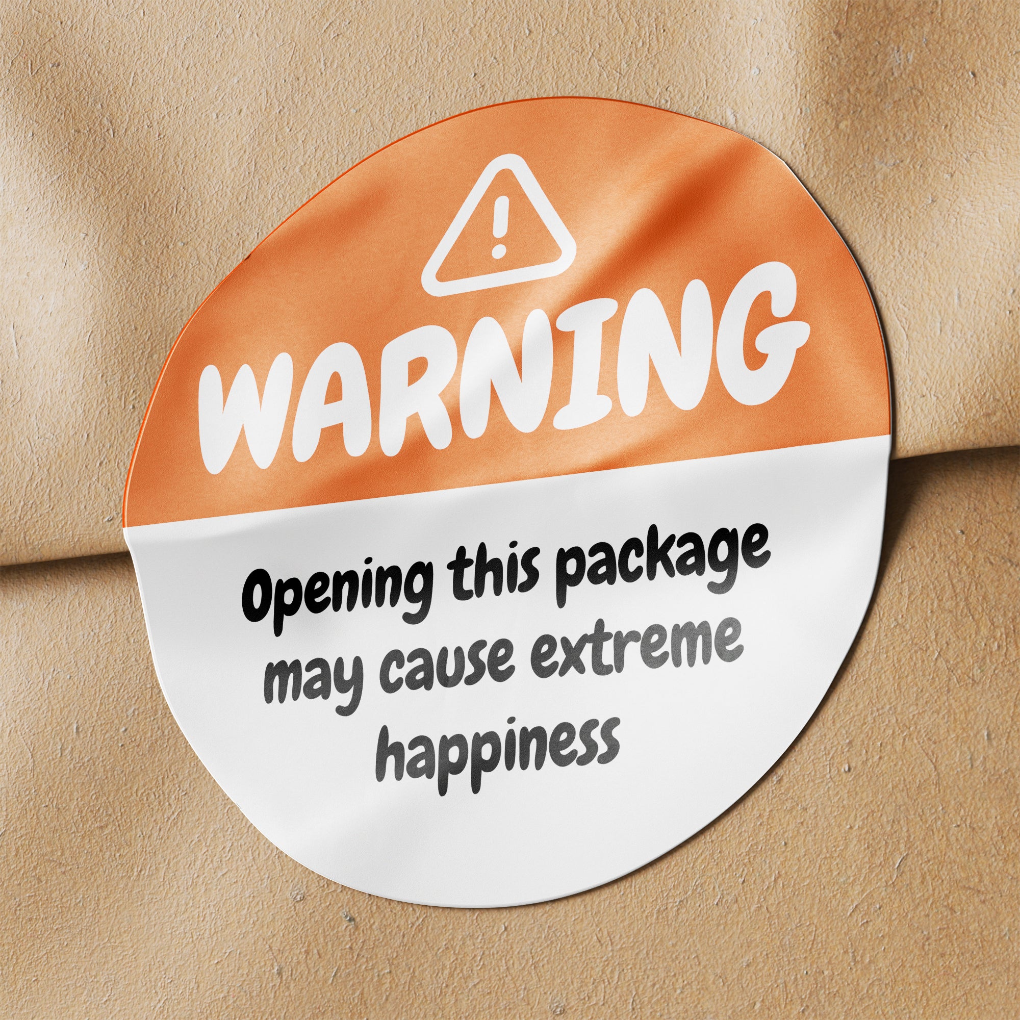 Orange Warning Happiness Circle Stickers