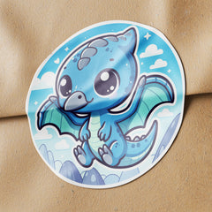 Blue Dinosaur 2 Circle Stickers