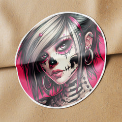 Emo Girl 1 Circle Stickers