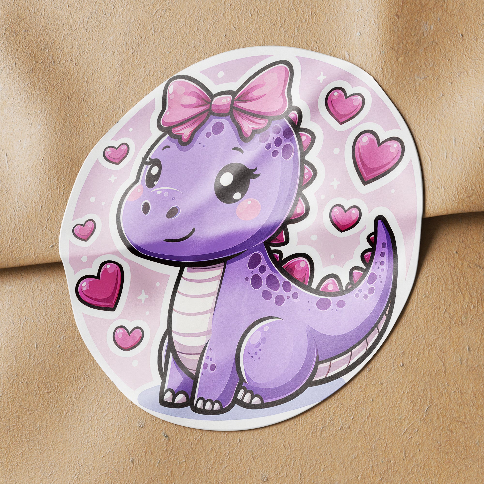 Purple Dinosaur 1 Circle Stickers